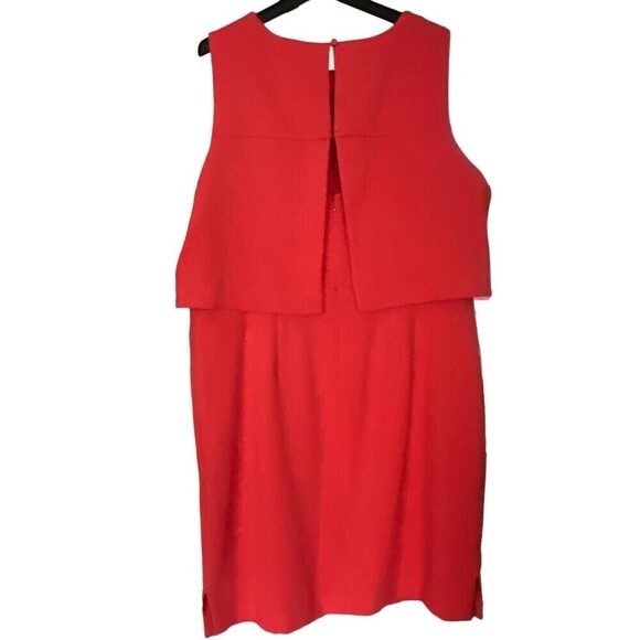 Eliza J Coral Red Mini Crepe Popover Dress Plus Size 16W - Picture 3 of 8